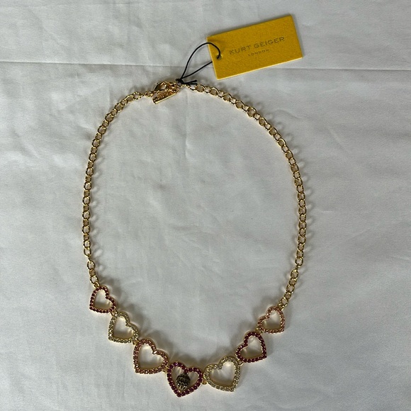 Kurt Geiger London Eagle Heart Crystal Necklace gold Romantic NEW - Picture 5 of 11